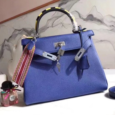 Hermes Leather Tote Shoulder Bag ,28cm - 에르메스 레더 여성용 토트 숄더백 HERB0490,28cm,블루