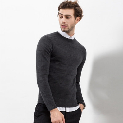 [커스텀급] EA Armani 2018 Mens Crew  Neck Wool Sweater - 알마니 남성 크루넥 울스웨터 Arm0110x.Size(M - 3XL)2컬러(블랙/다크그레이)