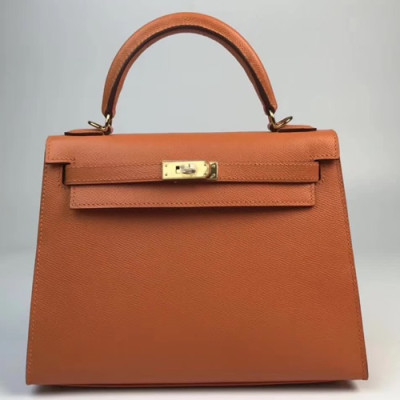 Hermes Kelly Epsom Leather Tote Shoulder Bag ,25cm - 에르메스 켈리 엡송 레더 여성용 토트 숄더백 HERB0542,25cm,다크오렌지