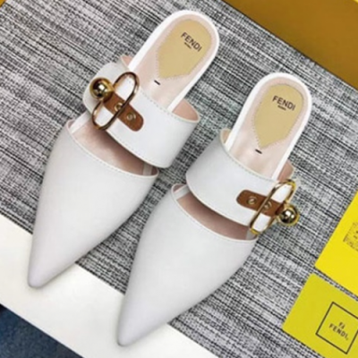 Fendi 2018 Ladies Print Leather Mule White - 펜디 프린트 레더 뮬 화이트 Fen0065x.Size(225- 255)