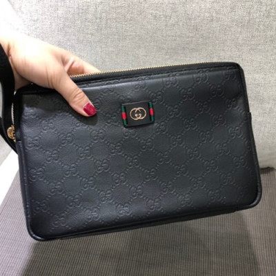 Gucci Leather Clutch Bag ,26CM - 구찌 레더 남성용 클러치백 GUB0173 ,26cm,블랙