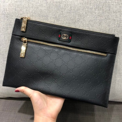 Gucci Leather Clutch Bag ,29CM - 구찌 레더 남성용 클러치백 GUB174 ,29cm,블랙