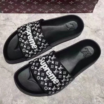 Louis vuitton x Supreme 2018 MonogramSlipper Black - 슈프림 x 루이비통 모노그램슬리퍼 블랙 Lou0638x.Size(240 - 290)