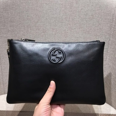 Gucci Leather Clutch Bag ,28CM - 구찌 레더 남성용 클러치백 GUB0191 ,28cm,블랙