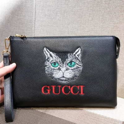 Gucci 2018 Leather Clutch Bag ,28CM - 구찌 2018 레더 남여공용 클러치백 GUB0201 ,28cm,블랙