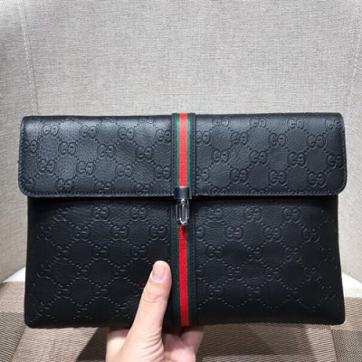 Gucci Leather Clutch Bag ,29CM - 구찌 레더 남성용 클러치백 GUB0215 ,29cm,블랙