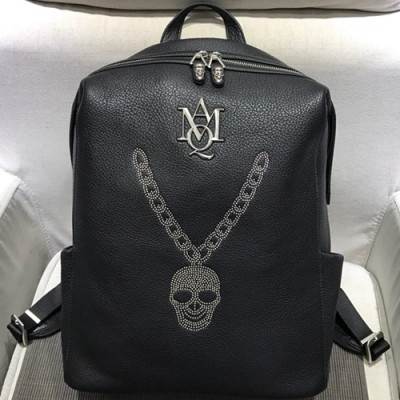 Alexander Mcqueen 2018 Leather Back Pack ,38CM - 알렉산더 맥퀸 2018 레더 남성용 백팩, MQB0006 ,38cm,블랙