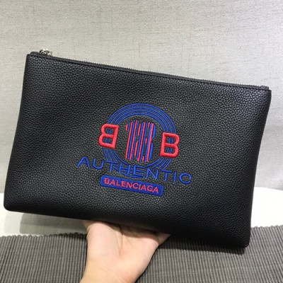 Balenciaga 2018 Leather Clutch Bag ,28.5CM - 발렌시아가 2018 레더 남여공용 클러치백,BGB0034 ,28.5cm,블랙