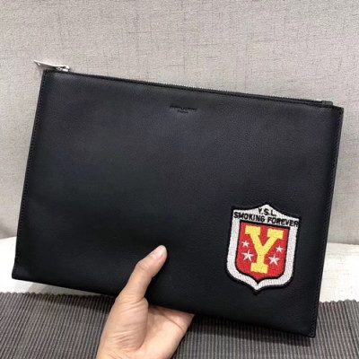 Saint Laurent 2018 Leather Clutch Bag , 28cm - 입생로랑 2018 레더 남여공용 클러치백 ,SLB0279,28cm,블랙