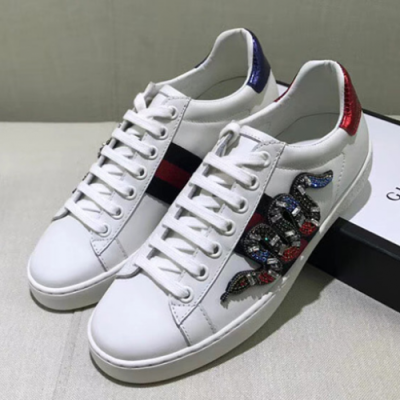 Gucci 2018 Crystal Snake Ace Sneakers - 구찌 크리스탈 스네이크 에이스 스니커즈 460203 Guc0505x.Size(220 - 280)화이트