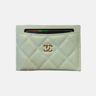 [1:1] Chanel 2018 Ladies Sheep Skin Card Purse - 샤넬 여성 신상 레더 카드지갑 Cnl0099x.11.2cm.그린금장