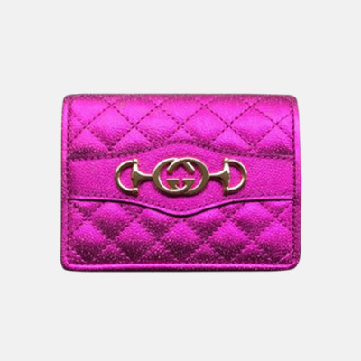 Gucci 2019 Laminated Leather Bifold Purse 536353 - 구찌 라미네이트 가죽 카드 반지갑 푸시아 Guc0553x.11CM.핑크