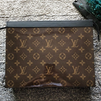 Louis Vuitton Pochette Voyage Monogram Eclipse Clutch Bag,26cm - 루이비통 포쉐트 보야지 모노그램 이클립스 남여공용 클러치백 M61692,LOUB0666,26cm,브라운