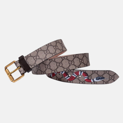 [매장판]Gucci 2019 Mens Signature Snake Leather Belt - 구찌 신상 남성 시그니처 스네이크 레더 벨트 Guc0603x.Size(3.5cm).브라운금장