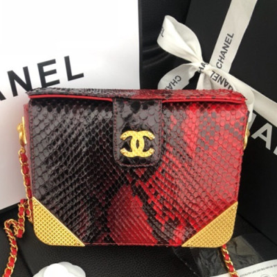 Chanel 2019 Leather Chain Pouch Shoulder Bag ,19CM - 샤넬 2019 레더 체인 파우치 숄더백  CHAB0548,19CM,레드+브라운