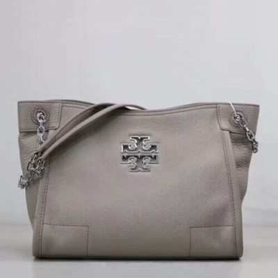 Tory Burch Leather Gray Britten Small Slouchy Tote Shoulder Bag,29.5cm - 토리버치 레더 그레이 브리턴 스몰 토트 숄더백  TBB0170,29.5cm