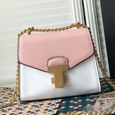 Tory Burch Leather Pink&White Juliette Chain Mini Shoulder Bag,17cm - 토리버치 레더 핑크+화이트 줄리엣 체인 미니 숄더백 TBB0171,17cm