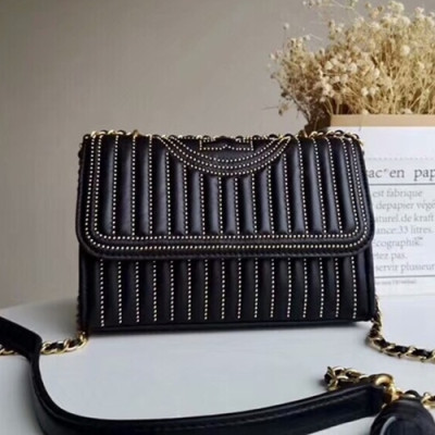 Tory Burch Leather Black Fleming Stud Small Convertible Chain Shoulder Bag,21cm - 토리버치 레더 블랙 플레밍 스터드 스몰 컨버터블 체인 숄더백 TBB0189,21cm