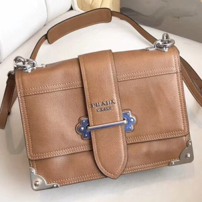 Prada Cahier Leather Shoulder Bag,24cm - 프라다 카이에 레더 여성용 숄더백 ,1BD095-3,24cm,카멜