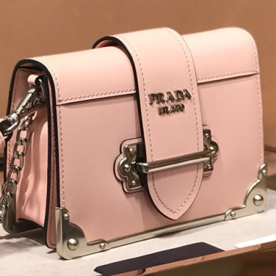 Prada Cahier Leather Shoulder Bag,18cm - 프라다 카이에 레더 여성용 숄더백 ,1BD045-9,18cm,핑크