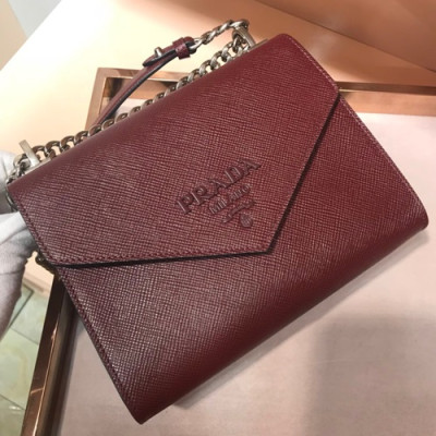 Prada Monochrome Chain Shoulder Bag,21cm - 프라다 모노크롬 체인 숄더백 ,1BD127-10,21cm,와인