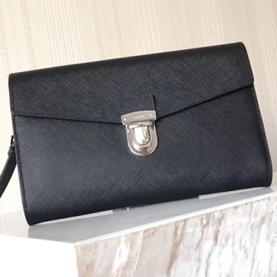 Prada Saffiano Mens Clutch Bag ,24CM - 프라다 사피아노 남성용 클러치백 2VF075-4,24CM,블랙