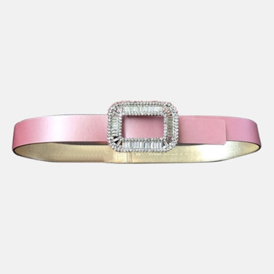 [매장판]Roger Vivier 2019 Ladies PilgrimCrystal Buckle Silk Belt - 로저비비에 필그림 크리스탈 버클 실크 벨트 Rog0012x.Size(3.0cm).연핑크