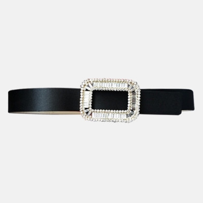 [매장판]Roger Vivier 2019 Ladies PilgrimCrystal Buckle Silk Belt - 로저비비에 필그림 크리스탈 버클 실크 벨트 Rog0015x.Size(3.0cm).블랙