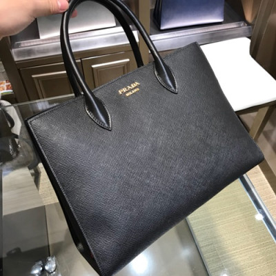 Prada Saffiano Tote Shoulder Bag,34cm - 프라다 사피아노 여성용 토트 숄더백 ,1BA153-1,34cm ,블랙