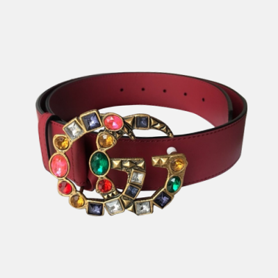 Gucci 2019 Ladies GG Cubic Buckle Leather Belt - 구찌 신상 여성 GG 큐빅 버클 레더 벨트 Guc0661x.Size(4.0cm).레드