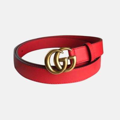 Gucci 2019 Ladies GG Buckle Leather Belt - 구찌 신상 여성 GG 버클 레더 벨트 Guc0659x.Size(2.5cm).레드