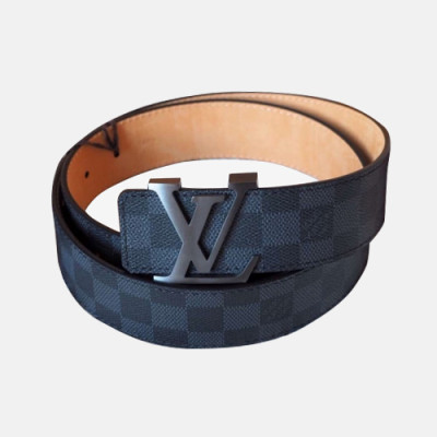 Louis vuitton 2019 Mens Damier Initial Logo Leather Belt - 루이비통 남성 다미에 이니셜 로고 레더 벨트 Lou0733x.Size(4.0cm).블랙