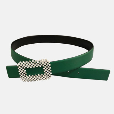 Roger Vivier 2019 Ladies Leather Satin Belt - 로저비비에 여성 새틴 레더 벨트 Rog0024x.Size(3.0cm).그린