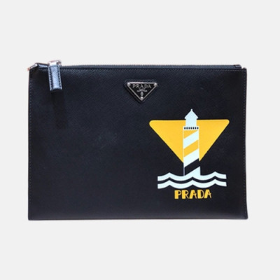 Prada 2019 Saffiano Mens Clutch Bag ,28CM - 프라다  2019 사피아노 남성용 클러치백 2NG005-16,28CM,블랙