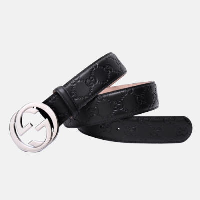 Gucci 2019 Mens GG Buckle Leather Belt - 구찌 신상 남성 GG 버클 레더 벨트 Guc0677x.Size(4.0cm).블랙은장