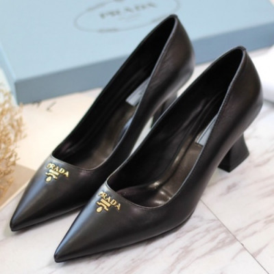 Prada 2019 Ladies Steel Logo Leather Pumps - 프라다 여성 스틸 로고 레더 펌프스 Pra0446x.Size(225 - 250).블랙