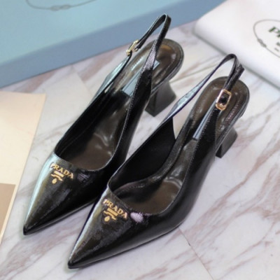 Prada 2019 Ladies Steel Logo Leather Slingback - 프라다 여성 스틸 로고 레더 슬링백 Pra0449x.Size(225 - 250).블랙