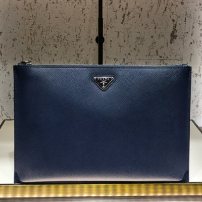 Prada Saffiano Mens Clutch Bag ,28CM - 프라다 사피아노 남성용 클러치백 2NG005-30,28CM,블루