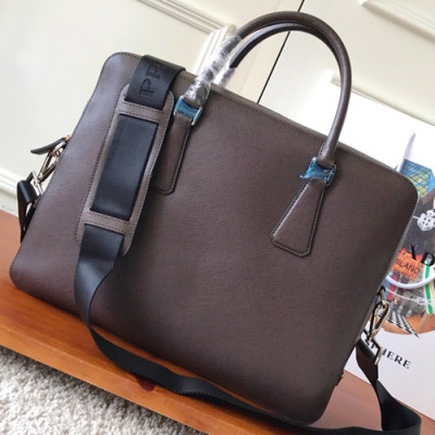 Prada Saffiano Mens Business Bag ,36CM - 프라다 사피아노  남성용 서류가방 2VE363-15 ,36CM,브라운