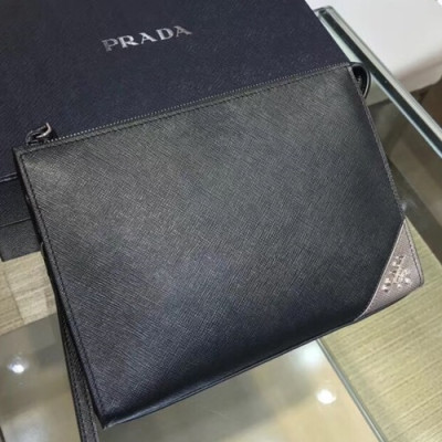 Prada Mens Clutch Bag ,24CM - 프라다 남성용 클러치백 PRAB0032,24CM,블랙+그레이