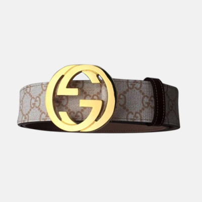 Gucci 2019 Mens Initial GG Buckle Leather Belt - 구찌 남성 이니셜 GG 버클 레더 벨트 Guc0709x.Size(4.0cm).베이지금장