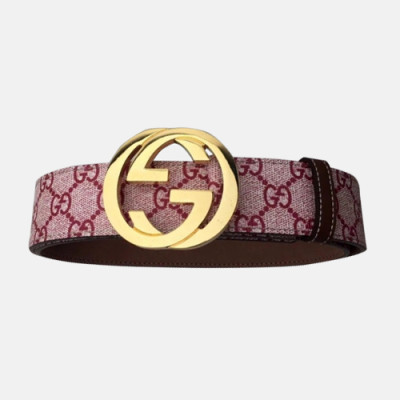 Gucci 2019 Mens Initial GG Buckle Leather Belt - 구찌 남성 이니셜 GG 버클 레더 벨트 Guc0710x.Size(4.0cm).레드금장