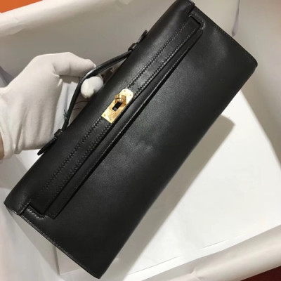 Hermes Kelly Cut Swift Leather Clutch Bag ,31cm - 에르메스 켈리 컷 스위프트 레더 여성용 클러치백 HERB0576,31cm,블랙(금장)