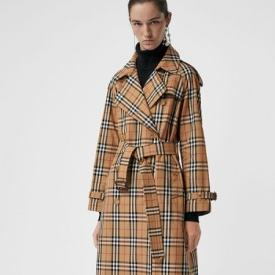 Burberry 2018 Ladies Trench Check Coat - 버버리 여성 트렌치 체크 코트 Bur0414x.Size(s - xl).카키