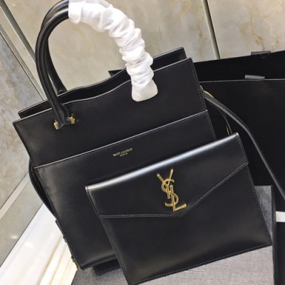 Saint Laurent 2019 Uptown Leather Small Tote Shoulder Bag,23cm - 입생로랑 2019 여성용 업타운 레더 스몰 토트 숄더백 561203, SLB0285,23cm,블랙