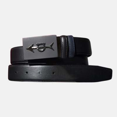 Salvatore Ferragamo 2019 Mens Box Buckle  Leather Belt - 살바토레 페라가모 남성 박스 버클  레더 벨트 Fer0153x.Size(3.4cm).블랙실버