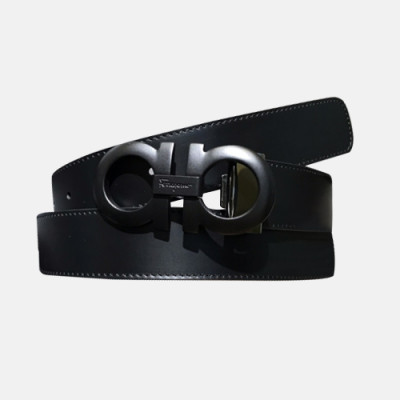 Salvatore Ferragamo 2019 Mens Box Gancini Leather Belt - 살바토레 페라가모 남성 간치니 레더 벨트 Fer0156x.Size(3.4cm).블랙