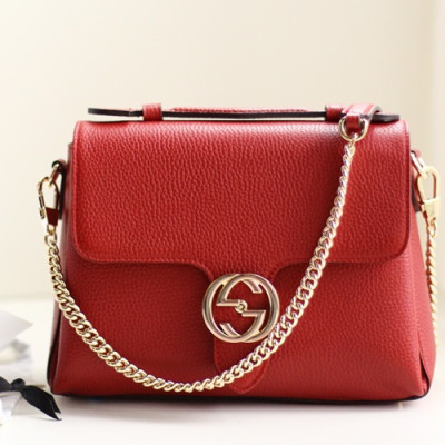 Gucci Interlocking Top Handle Chain Shoulder Bag,25CM - 구찌 인터로킹 탑 핸들 체인 숄더백 510302,GUB0372,25cm,레드