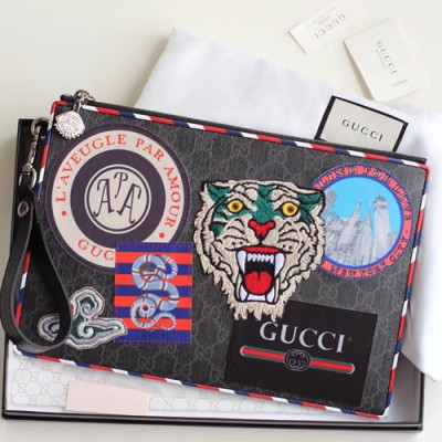 Gucci 2018 Courrier Supreme Tiger Clutch Bag ,30.5CM - 구찌 2018 쿠리에 수프림 타이거 남여공용 클러치백 473915,GUB0386,30.5cm,블랙