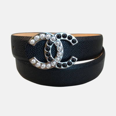 Chanel 2019 Ladies Classic CC Preal Buckle Leather Belt - 샤넬 여성 클랙식 CC 진주 버클 레더 벨트 Cnl0194x.Size(2.5cm).블랙